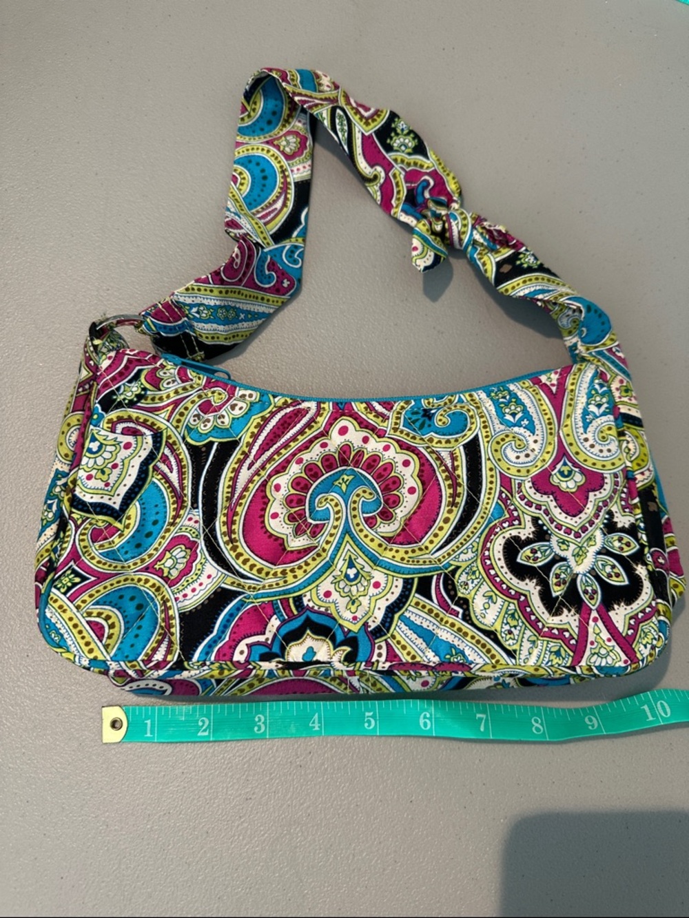 Vera Bradley Silk Daphne Vibrant Paisley Mini Shoulder Bag in Pink & Turquoise